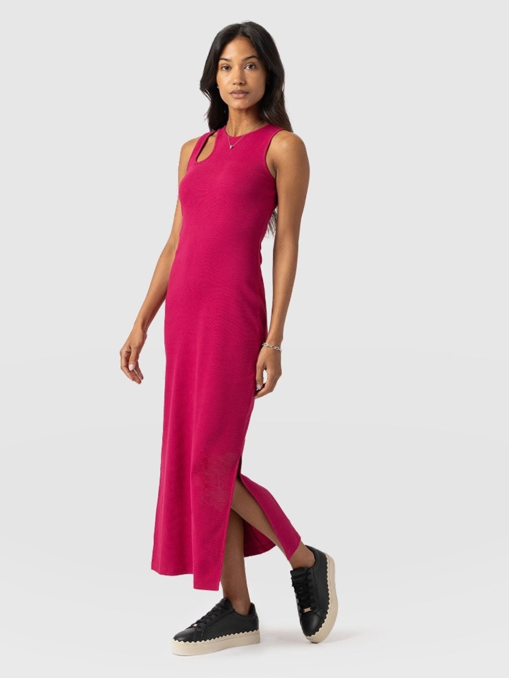 Saint And Sofia Axel Cut Out Dress - Fuchsia Pink Size 6 NWT $119